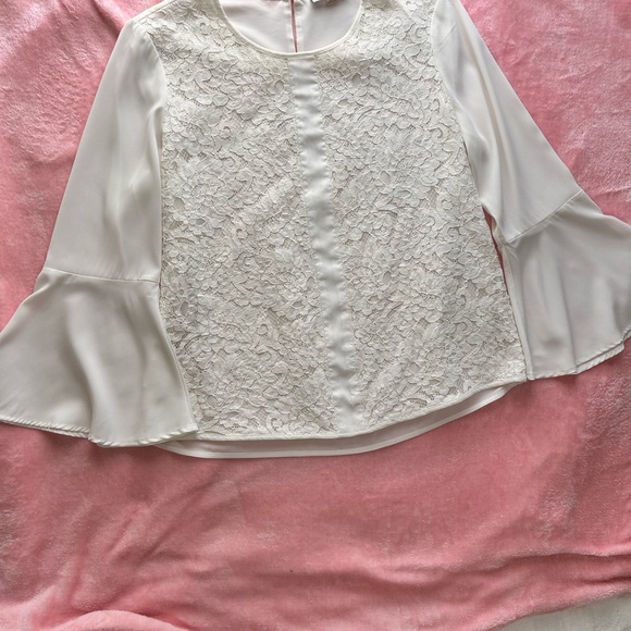 Calvin Klein White Embellished Bell Sleeve Blouse - Picture 4 of 7